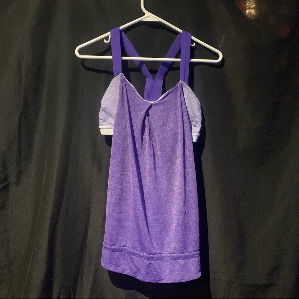 Lululemon Rest Less Yoga Tank Top Purple 13x27 1/2 Sports Bra Shirt Workout